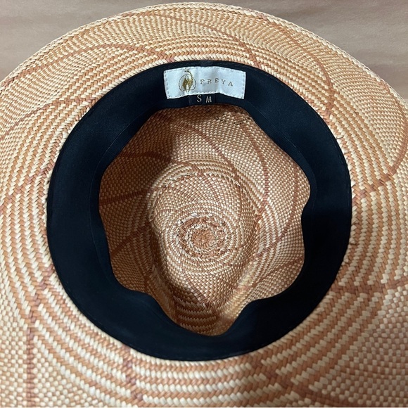 Freya | Twist Hat Natural Straw Woven Sun Stripe Detail Sunhat Size S/M - Picture 8 of 9